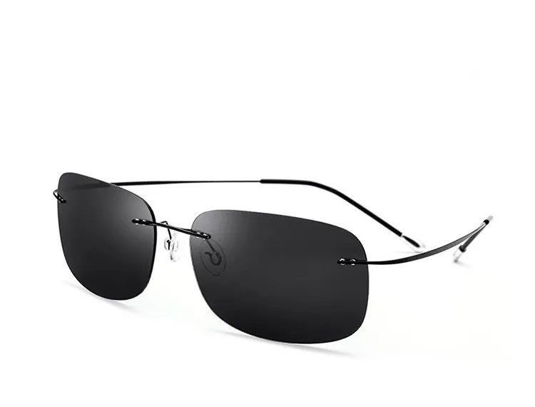 Black rim Gray lens Новое поступление Ультра-светильник, Модные поляризованные титановые солнцезащитные очки без оправы, Классические уф400 солнечные очки, солнцезащитные очки - Цвет линз: Black rim Gray lens