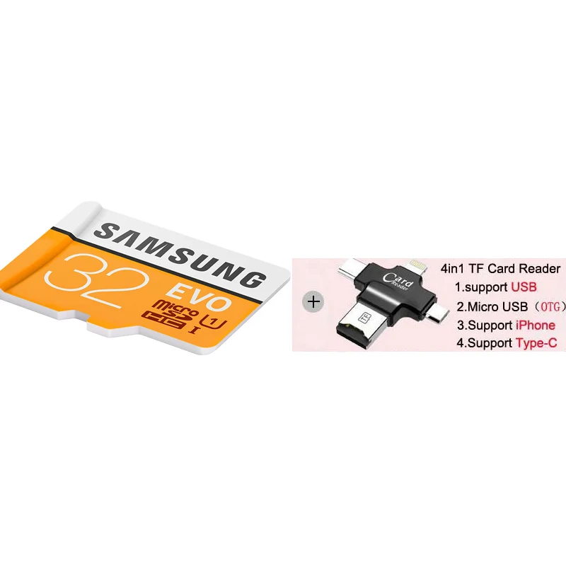 MP32G Plus 4in1Reade Карта памяти SAMSUNG Micro SD Card 128GB 64gb 32gb 256g 100Mb/s Class10 U3 SDHC SDXC Microsd Memory Card Flash TF Card 16gb For Mobile Phone micro sd card - Емкость: MP32G Plus 4in1Reade