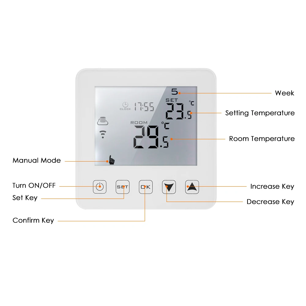 Программируемый термостат для газового котла 3 А сенсорный ЖК-экран голосовое