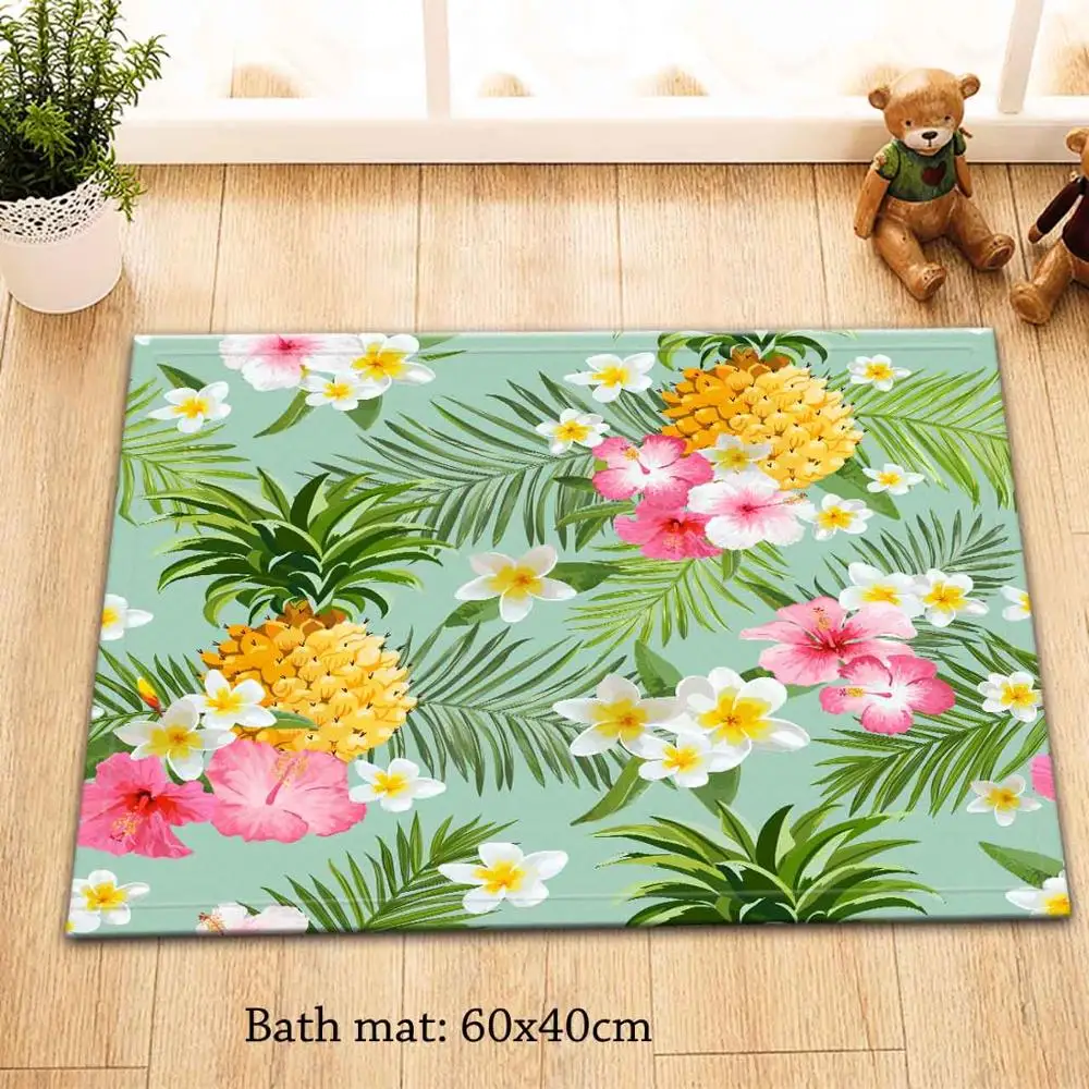 only mat-5742 60x40 LB 72 ''12 крючков, водонепроницаемые тропические цветы и ананасы, занавески для душа, s набор, занавески для ванной комнаты, ткань для ванной, домашний декор - Цвет: only mat-5742 60x40