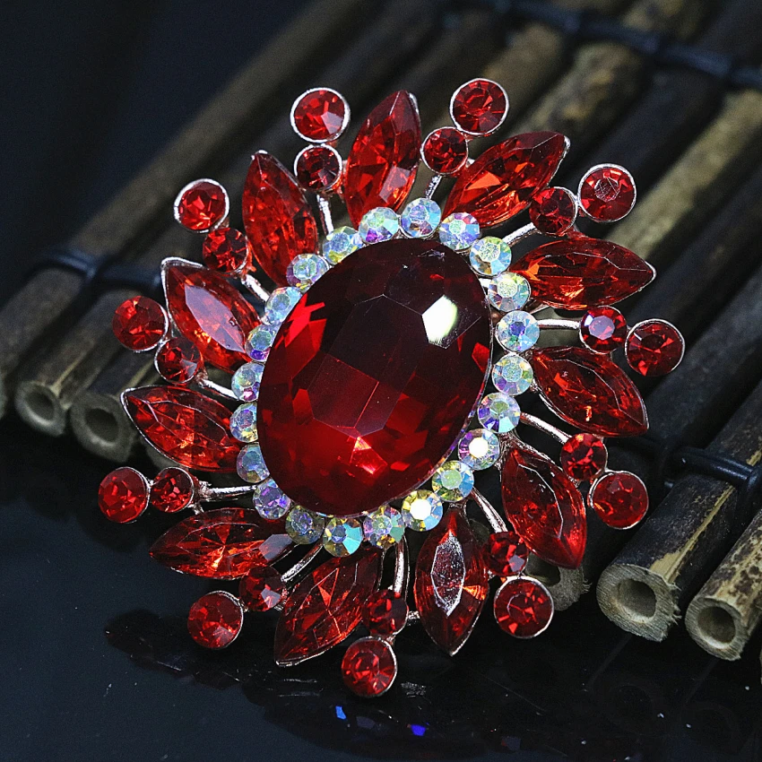 Элегантная брошь в форме овала цвета розового золота с яркими камнями-стразами и кристаллами модной женской свадебной букетной украшения 55*61 мм T on.