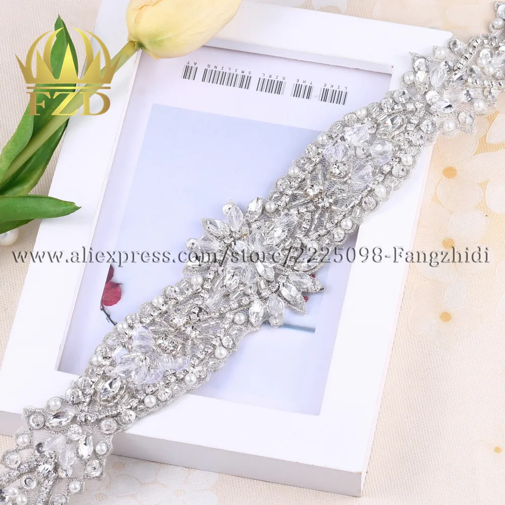 1 piece Iron On Glass Rhinestone Crysta Applique Bridal Wedding Waist Belt Applique Trimming DIY Craft Flatback Strass Diamante