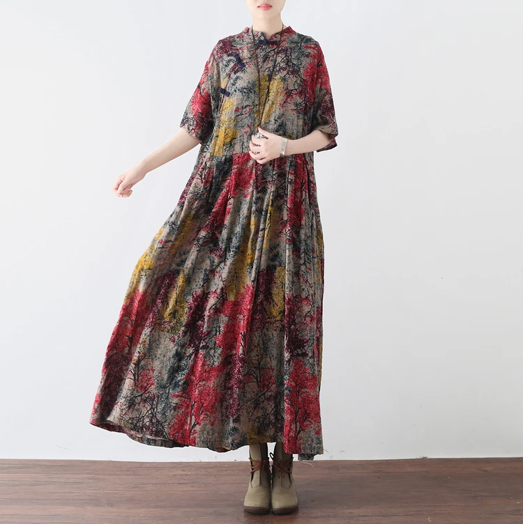 

Women Vintage 50s 60s Rockabilly Summer Dress 2017 Loose New Women Chinese Dress Robe Femme Plus Size Ethic Dresses Vestidos