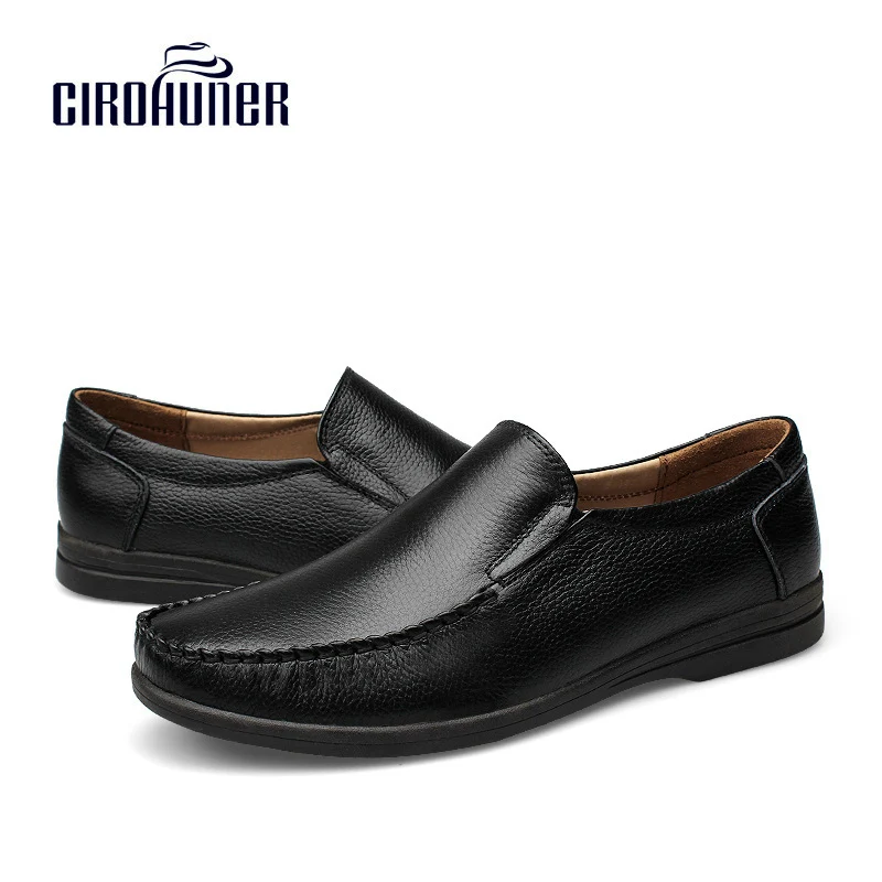 CIROHUNER Genuine Leather Shoes Men Winter New Fashion Breathable Loafers Driving Casual shoes | Обувь