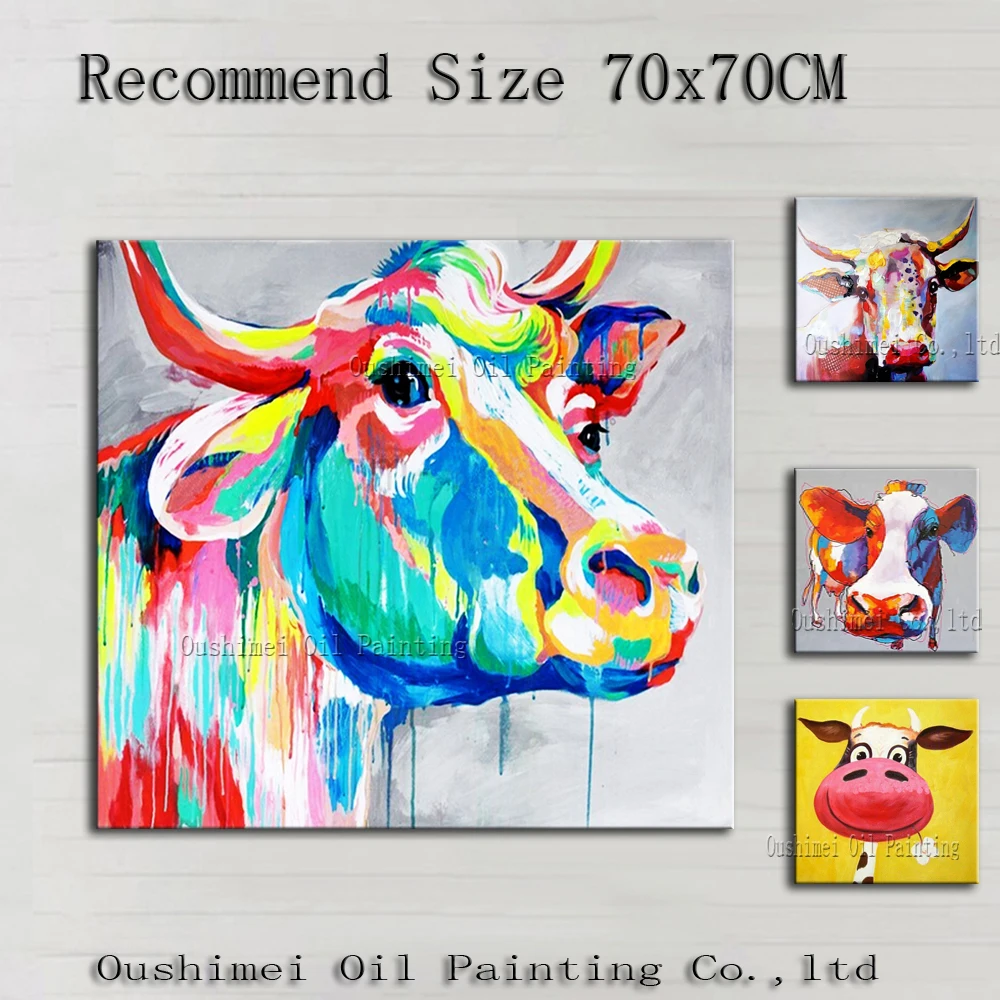 Skills Artist Directly Supply Various of Cattle Oil Painting Modern Funny and Cow Canvas For Living Room | Дом и сад