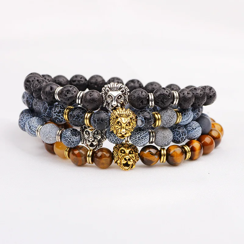 2016 New Handmade Pulseras Beaded Brown Color Male Lion Bracelets Bangles for Men Friendship Jewelry TJ-33 | Украшения и