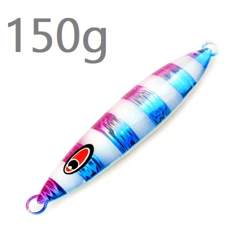 150g-006 3D eyes 1 шт. 80 г-250 г Лазерная задняя светящаяся металлическая приманка-джиг, ложка, нож с блестками, искусственная жесткая приманка для морской рыбалки - Цвет: 150g-006