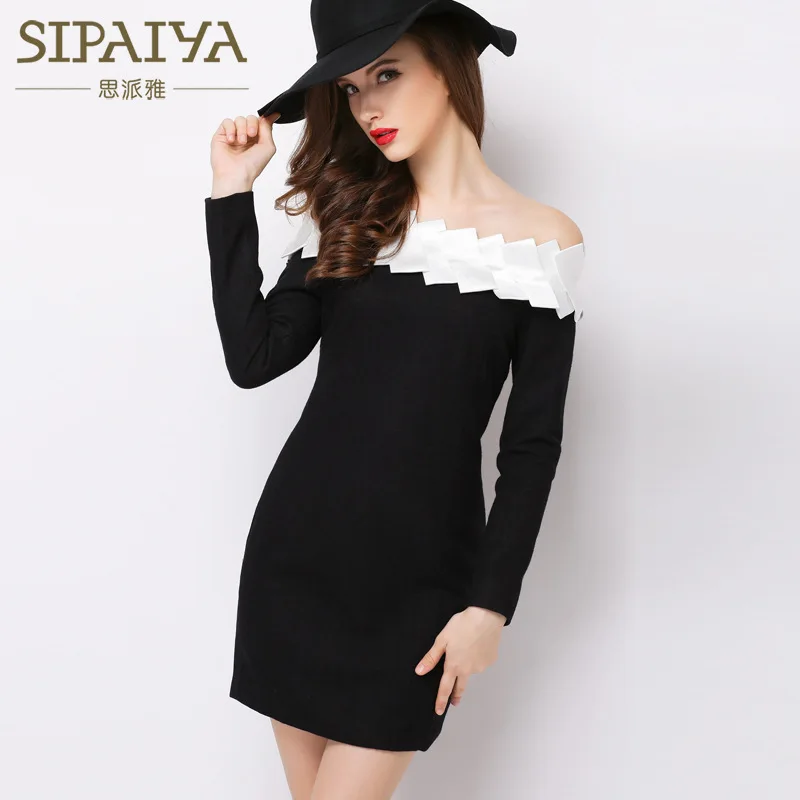 

Новый Scarlett Paiya без бретелек воротник и сумка бедра с длинными рукавами флисовое облегающее платье