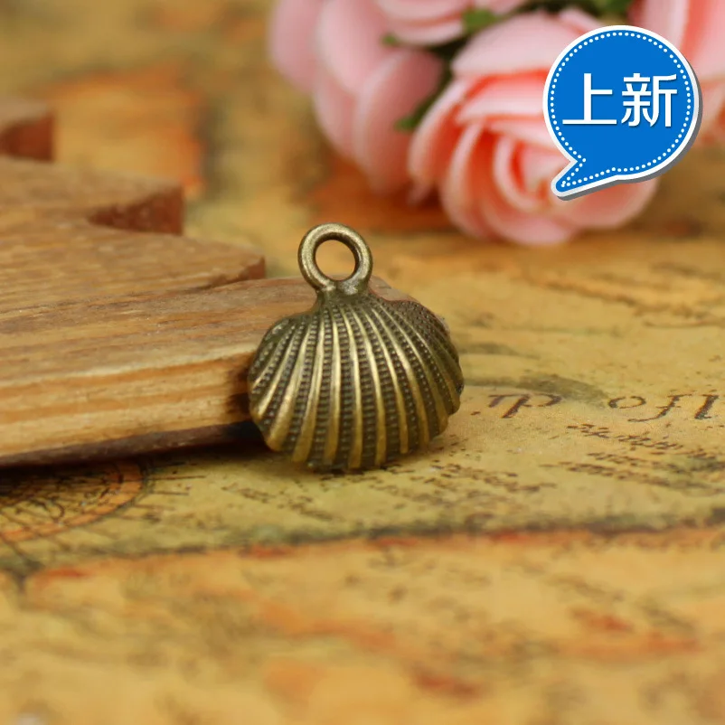 

18*16MM alloy Charm Pendants shell Antique Bronze silver color Retro Woven Bracelet pendant jewelry accessories DIY material