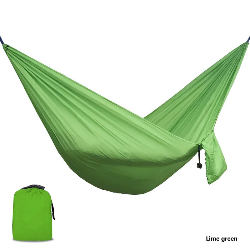 Lime green Двойной человек гамак-парашют портативный Открытый Кемпинг домашний сад спальный гамак кровать 300 кг Максимальная загрузка - Цвет: Lime green