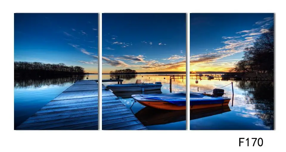 Голубое небо и морской воды море Современная Настенная живопись 3 панели wall art