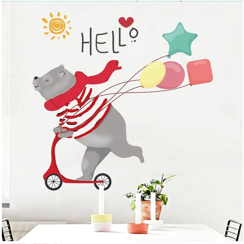 Наклейка на стену в стиле скандинавских медведей Мультяшные обои для детей