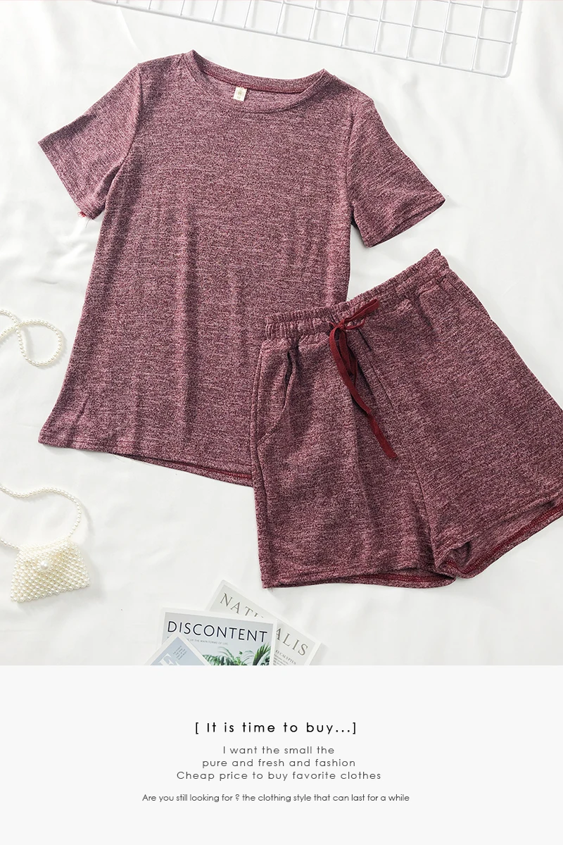 Женский костюм из двух предметов новинка 2019 Свободная трикотажная футболка +