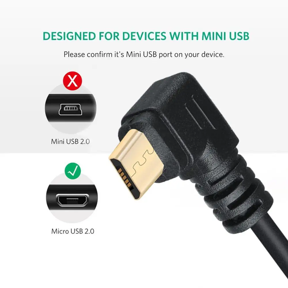 Короткий USB кабель для быстрой зарядки 90 градусов Micro шнур правый угол