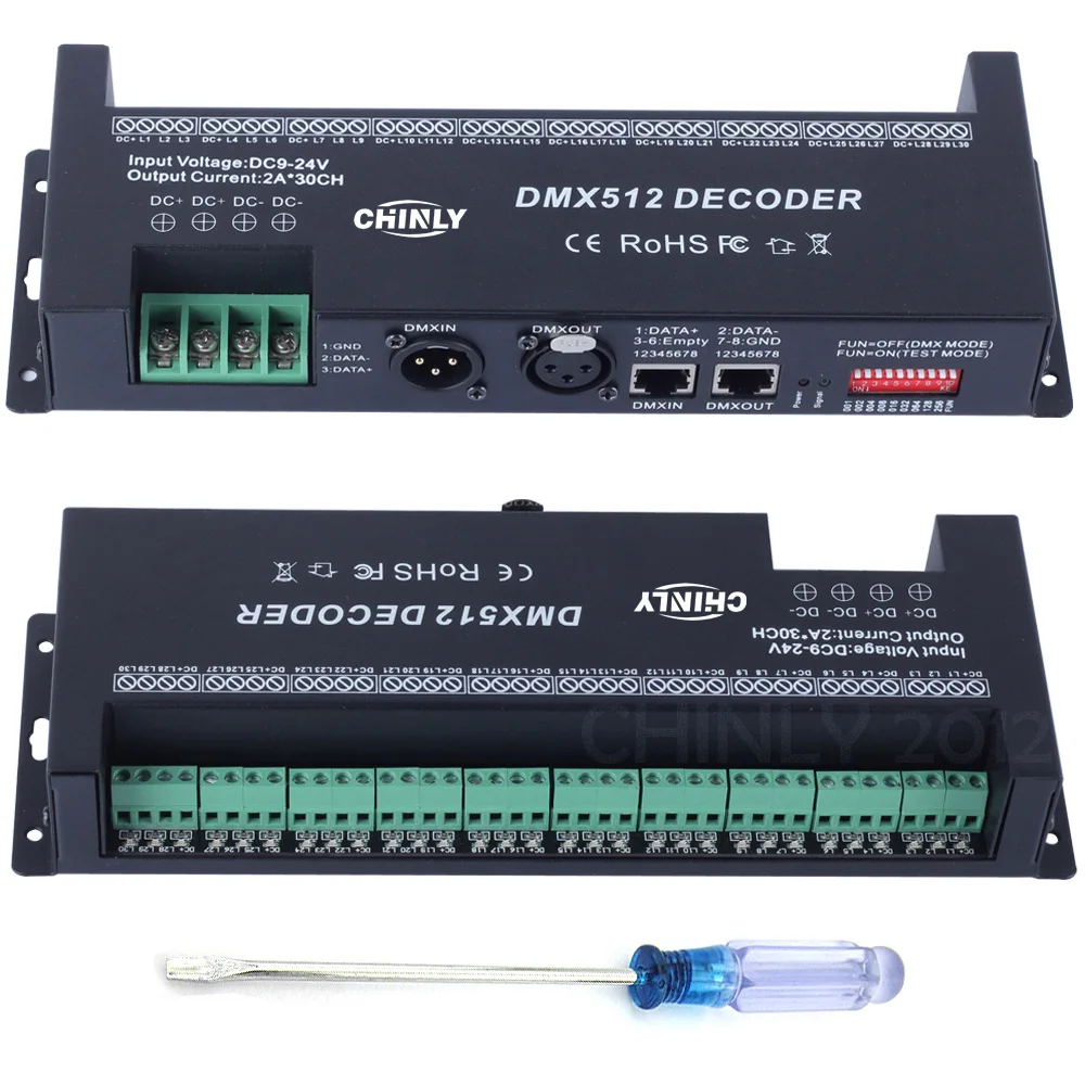 DMX 512 Decoder 30 Channels DMX RGB Controller Decorated LED Strip Lighting  Dimmer Hot Selling DC 9V- 24 V Drivers Controllers