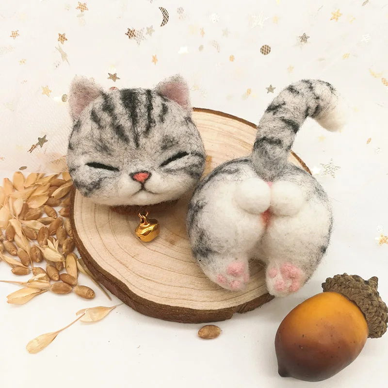 Custom Made Corgi Hip Key Ring Wool Felt DIY Material Bag American Shorthair Handmade Cat Doll | Дом и сад