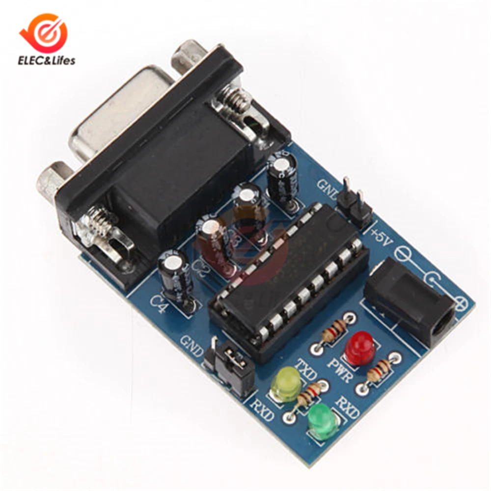 Модуль преобразователя последовательной связи MAX3232 MAX232 RS232 в TTL DB9 коннектор 5 В +