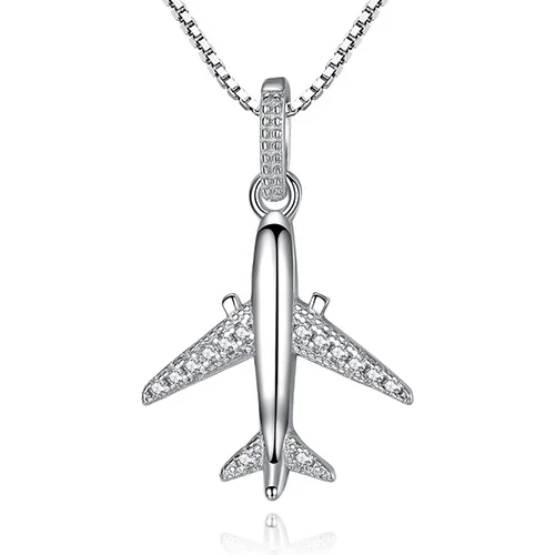 YX1YJ576 Мода 925 пробы Серебряная цепочка самолет Cubic Zirconia кулон Цепочки и ожерелья модные украшения, с кристаллами Цепочки и ожерелья s для Для женщин - Окраска металла: YX1YJ576