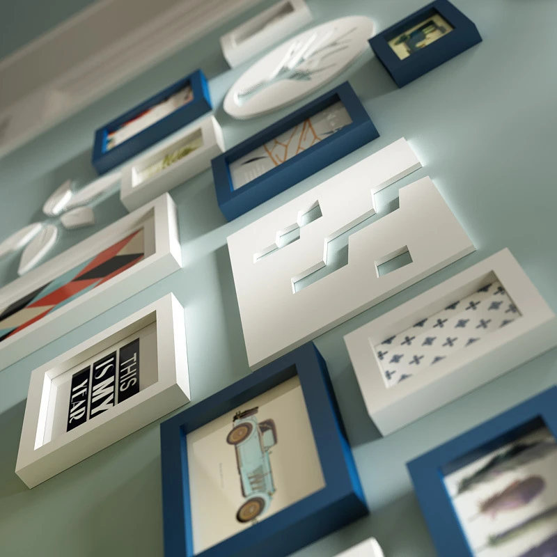 BAIUFOR 12 шт./компл. современный коллаж фоторамка набор белые и синие винтажные