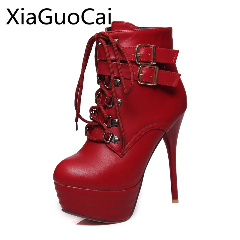 

Сапоги женские резиновые на высоком каблуке, пикантные ботинки с пряжкой, однотонные сапоги на тонком каблуке, большой размер 35-43