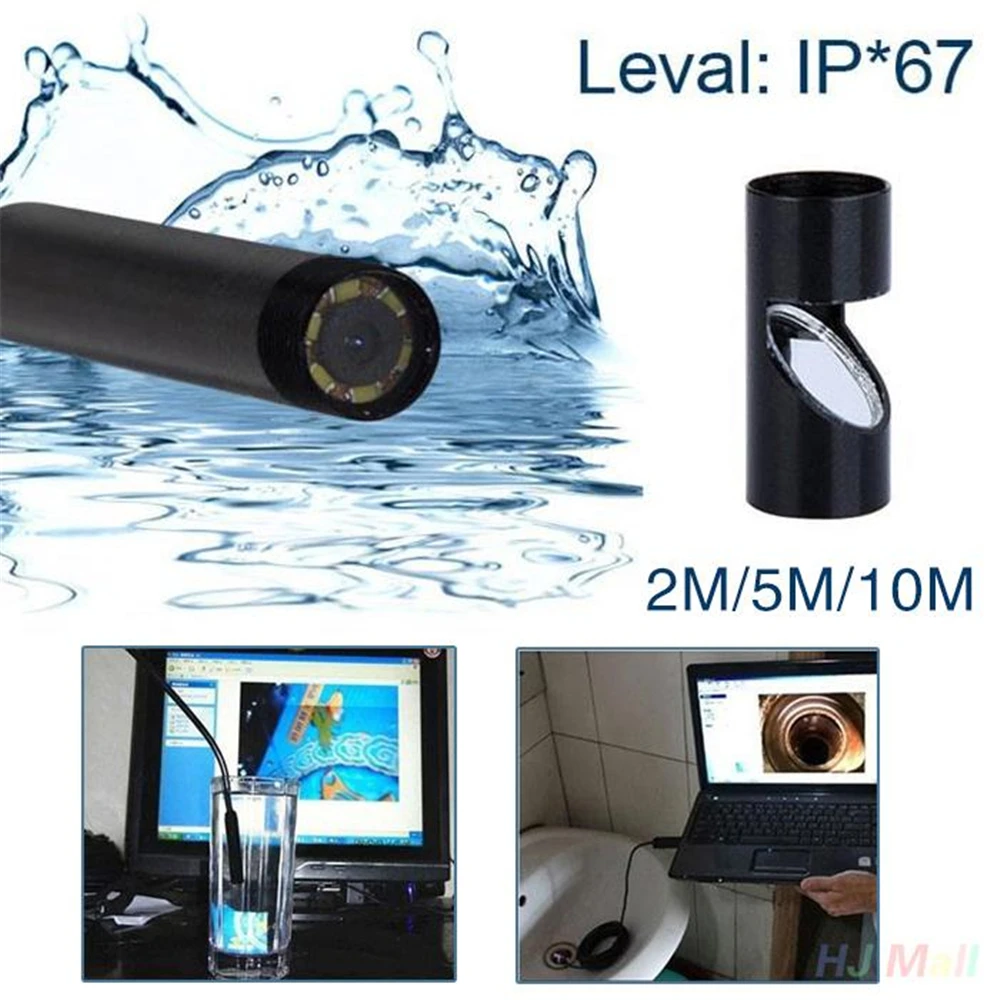 Gizcam 2/5/10 м 5 мм 6LED USB IP67 Водонепроницаемый эндоскопических исследований Snake Video
