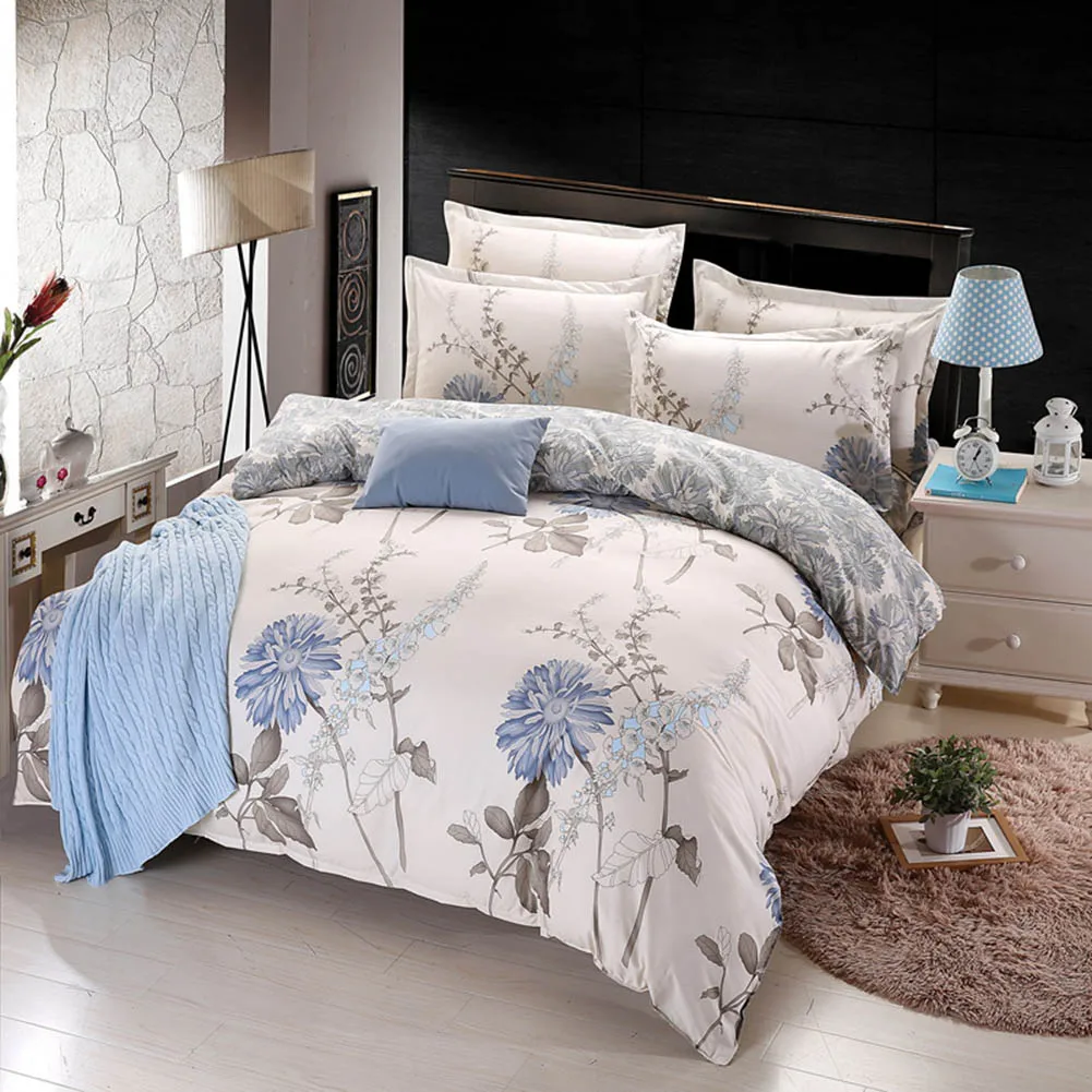 F Meijuner Комплект постельного белья, хлопок, 4 шт., цветной цветочный узор, домашний текстиль, постельные принадлежности, мягкий лист, наволочка, пододеяльник, набор для дома, 379 - Цвет: F