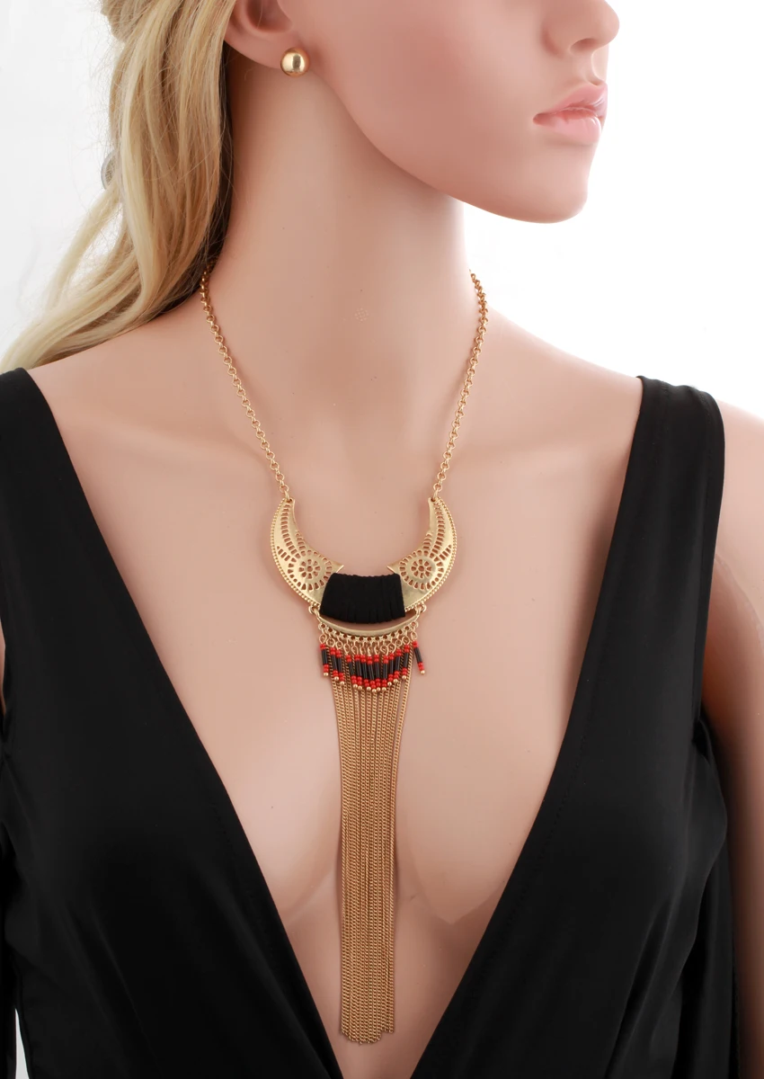 Золото или ленты Цвет длинной цепи Кисточки из бахромы бисера Полумесяца бар