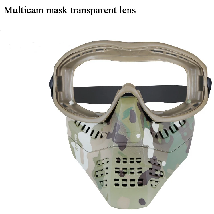 mc mask transpare Тактическая Военная маска для пейнтбола на открытом воздухе защитный полный уход за кожей лица маска Объектив CS игры камуфляжная, с расцветкой Мультикам съемки маски - Цвет: mc mask transpare