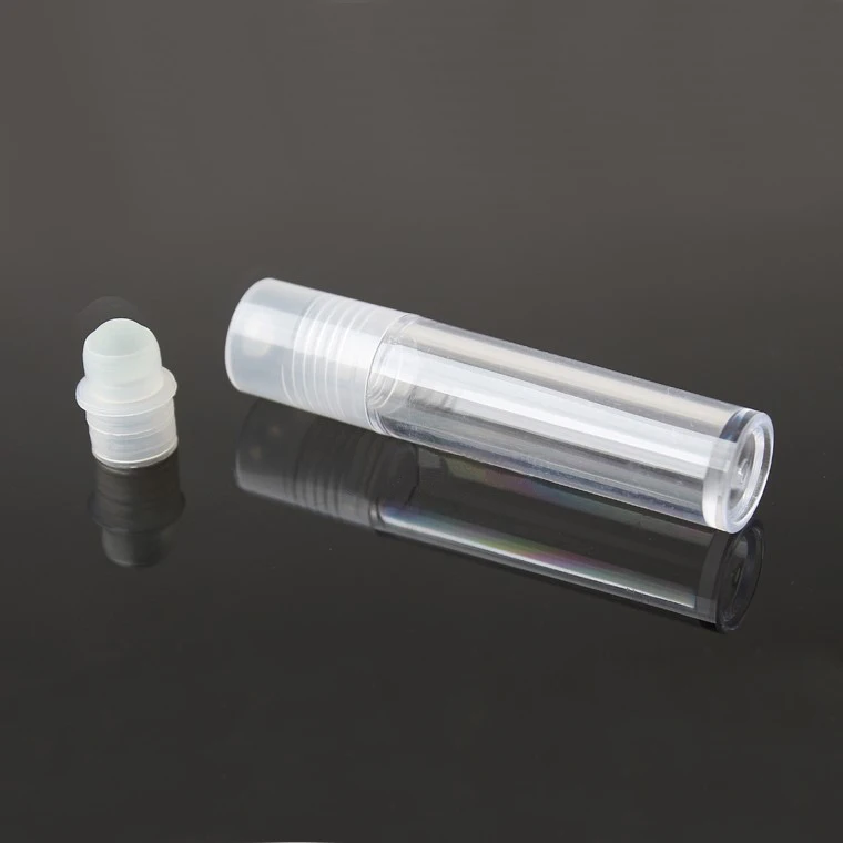 100pcs Empty 6ML Transparent Plastic Roll On Essential Oil Empty Parfum Bottles Roller Ball Travel Use Necessaries