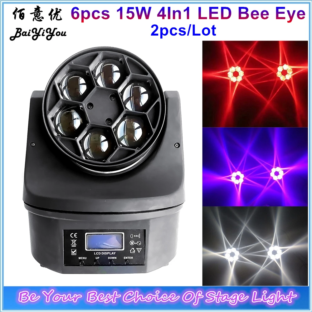 2 шт./лот удивительные соколиный глаз мини луч светильник 6 шт. 15 Вт RGBW 4IN1 пчелиный