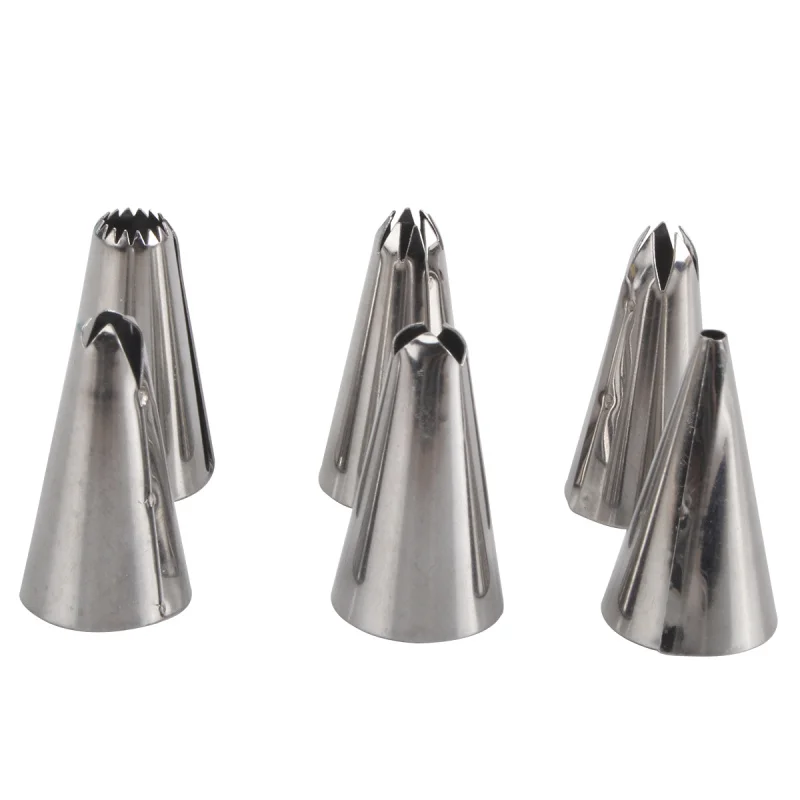 6pcs Stainless Steel Icing Piping Cream Syringe Tips Cake Cookie Nozzles Mold Set Decor Home Kitchen Tools Crafts | Дом и сад