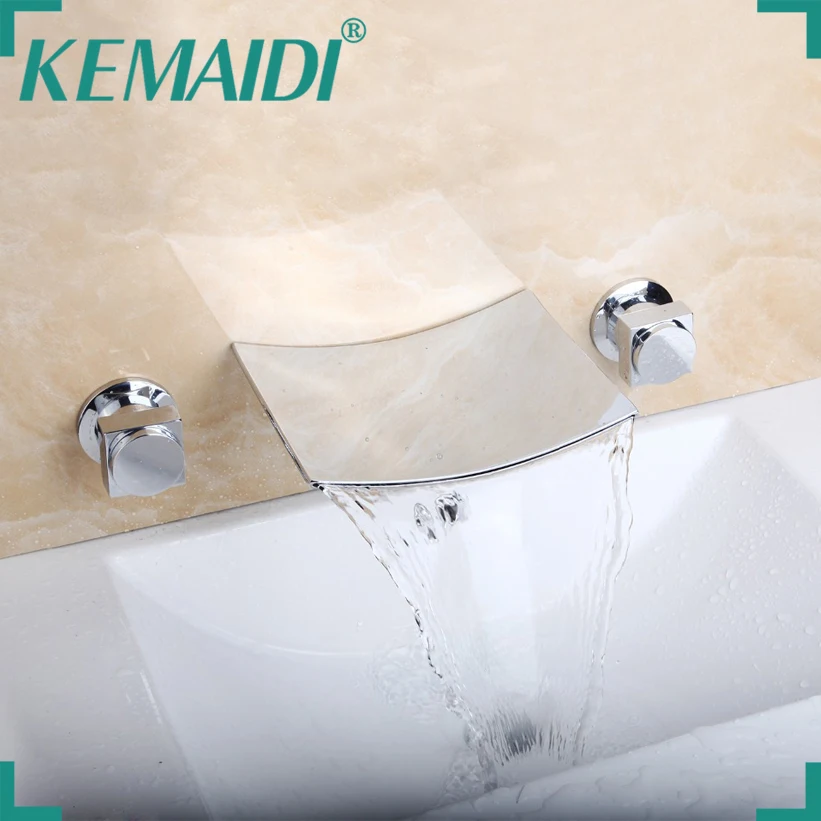 KEMAIDI новый роскошный настенный комплект из 3 предметов хромированная ванна кран