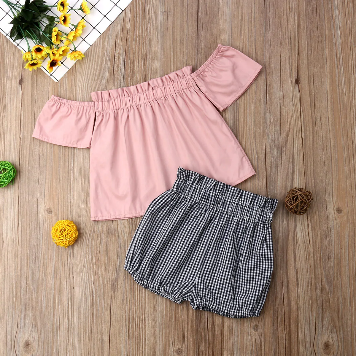 Комплект из 2 предметов для новорожденных и маленьких девочек однотонная