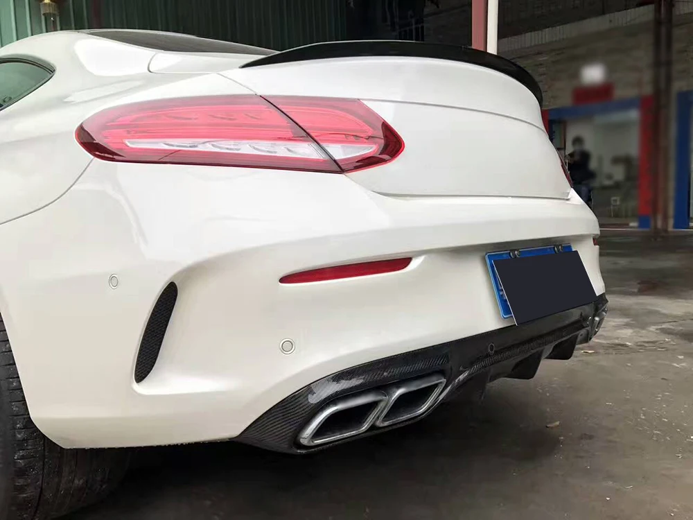 Для C205 C63 O Стиль углеродного волокна задний бампер для губ Диффузор для Mercedes Benz C Class W205 C205 C63 AMG Coupe C200