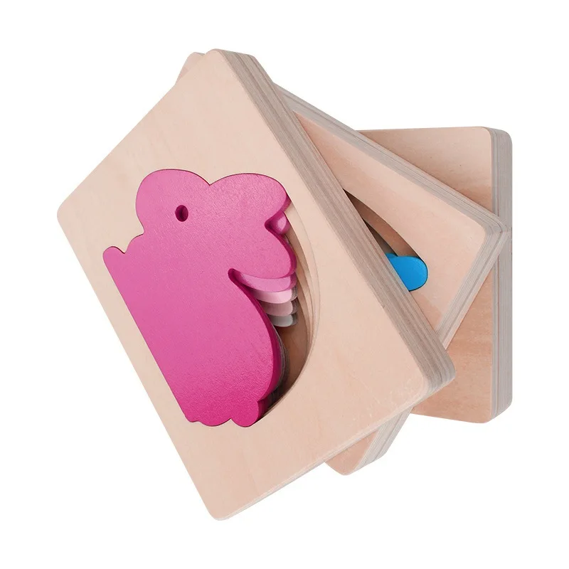 Детские деревянные 3D головоломки животных мульти именсионные Многослойные