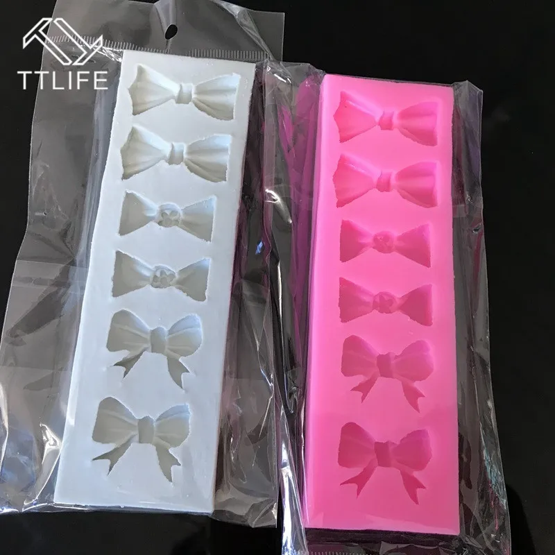 TTLIFE 6 отверстий силиконовая форма в виде бантиков Fondant(сахарная) торт домашний декор инструменты шоколад мастика выпечка печенья кухонные формы аксессуары