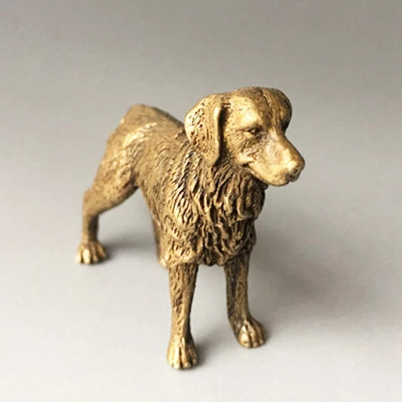 Чистая медь Китай процветающей богатства собака маленькая статуя твердая латунь