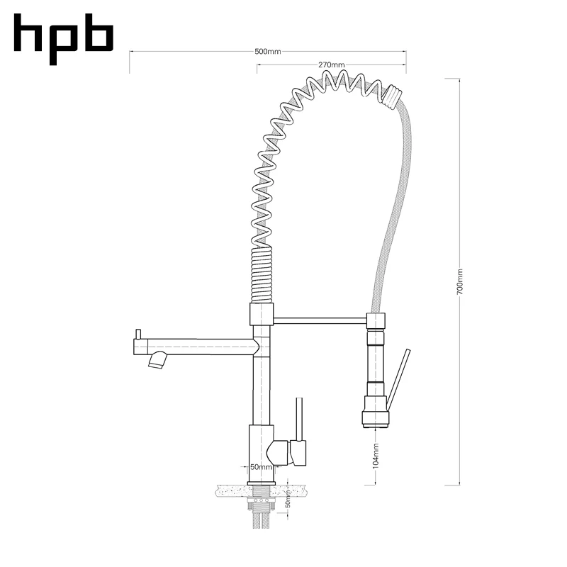 HPB кухонный кран с одной ручкой современный стиль предварительно промывающий