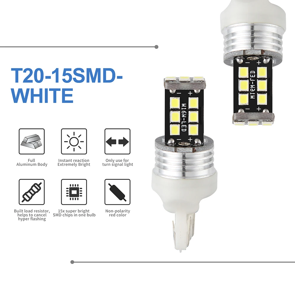 Светодиодный фонарь заднего хода 15SMD 6000k 1156 1157 T20 2 шт. автомобильные аксессуары 12 В