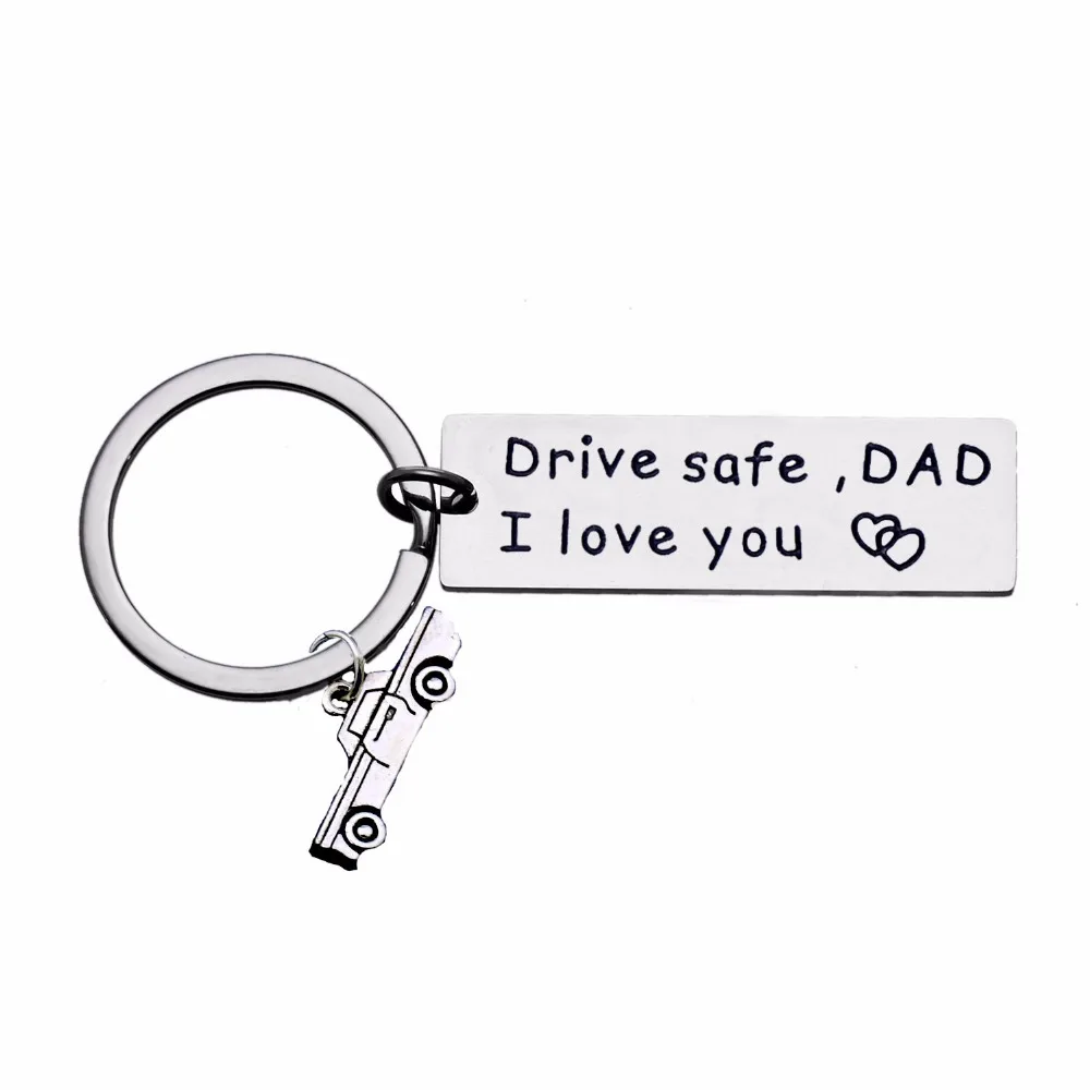 

12PC/Lot Father's Day Gift For Daddy Papa Fathers Key Chains Rings Car Drive Safe Dad I Love You Heart Keychain Family Keyring