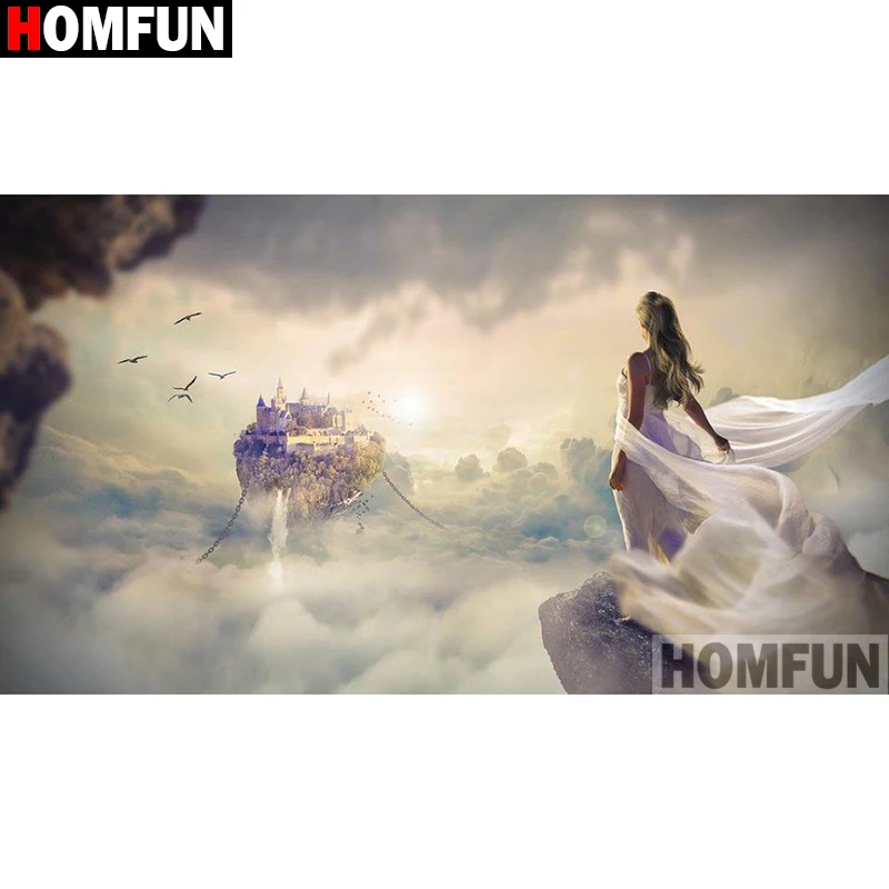 Алмазная живопись HOMFUN красивый замок картина из квадратных/круглых страз сделай