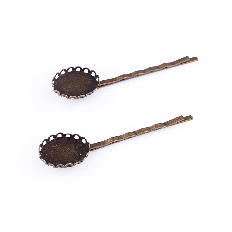 10 шт. античный бронзовый зажим для волос лоток овальная пустая Базовая шпилька