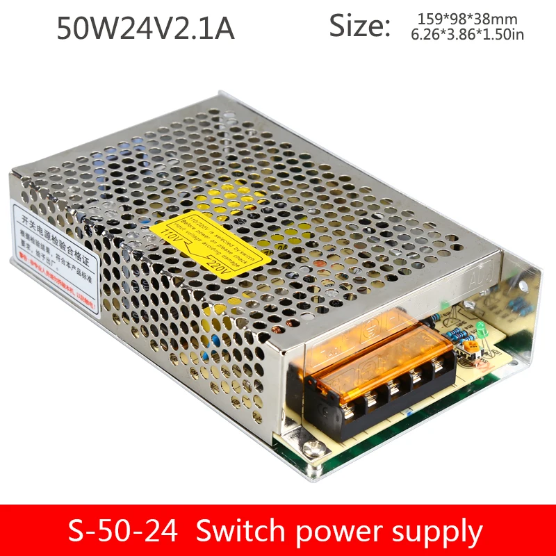 Импульсный источник питания S 50 24V трансформатор DC Выход 24V2.1A12V4.2A5V10A медный