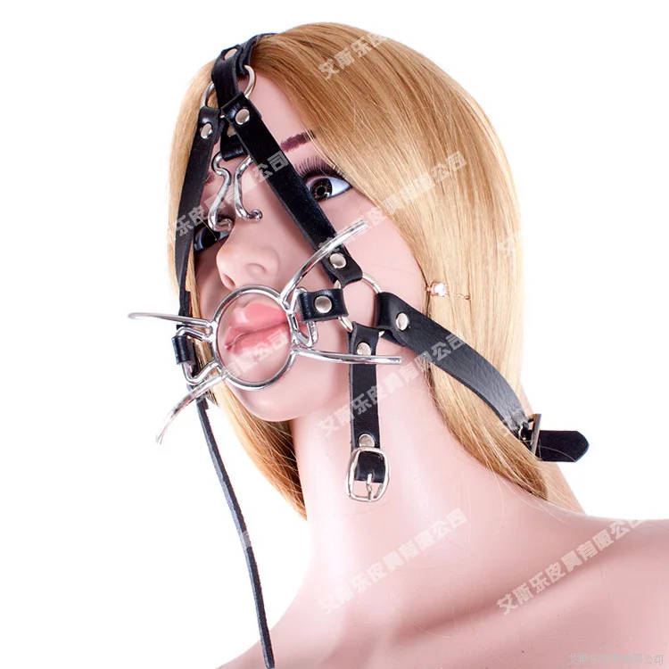Металлическое кольцо на губах для маски гаг из кожи, открытый оральный фетиш, рабство БДСМ, эротический костюм, секс-игрушки для взрослых.