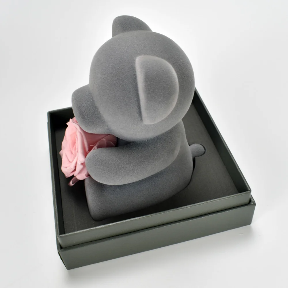 UBUY новый дизайн красивый медведь с сохраненными свежими цветами розы украшение