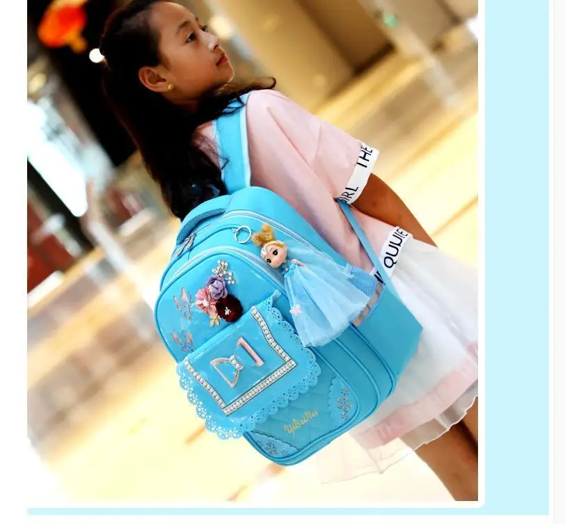 Pu School Trolley Backpacks Bags Children School Bag With Wheels For Girl Kids Luggage Rolling Bags Wheeled Backpacks For Girls