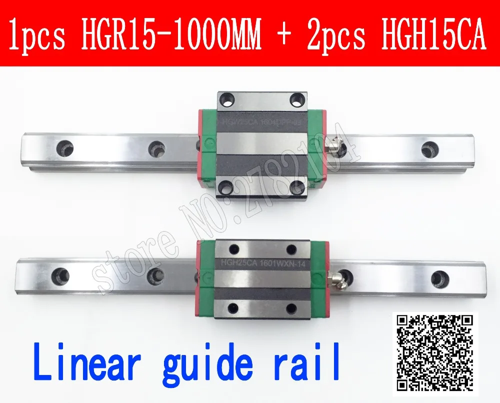 Новая линейная направляющая HGR15 1000 мм с 2 шт. линейными блоками HGH15CA HGH15 HGW15CC CNC