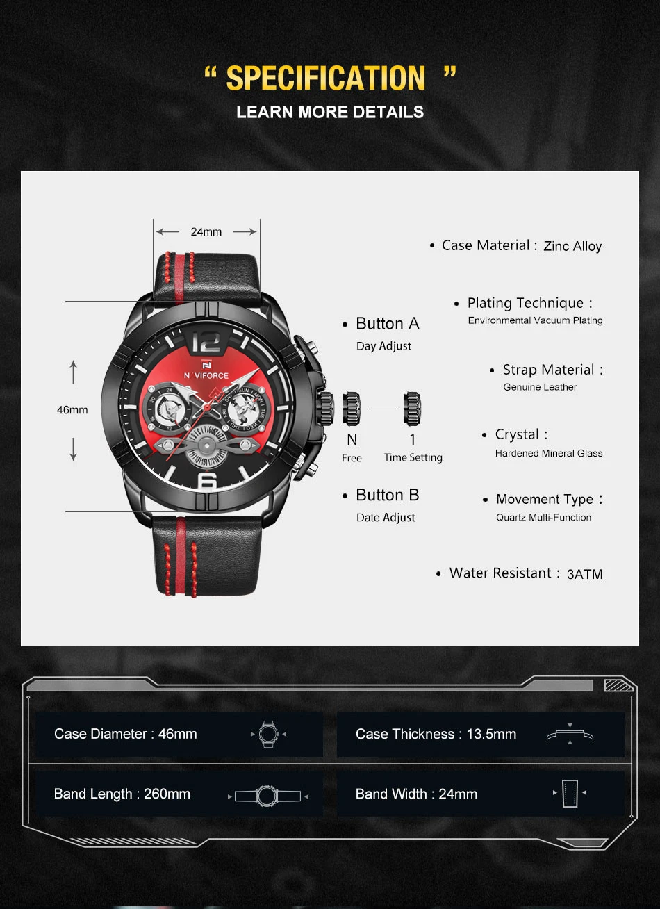 NAVIFORCE мужские часы Лидер продаж Топ бренд класса люкс спортивные кварцевые часы для мужчин модные водонепроницаемые наручные часы