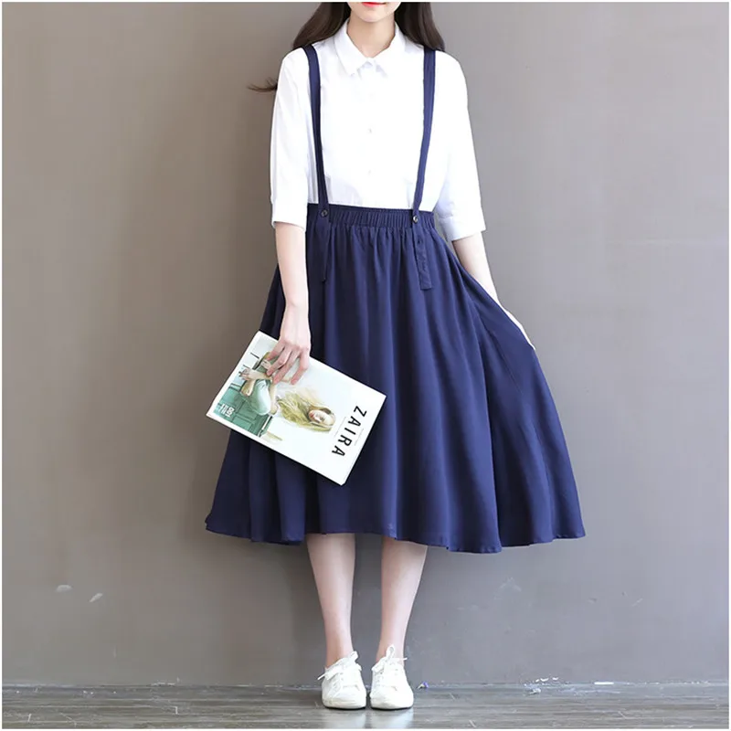 Винтаж литературы до колен большие качели юбка на отстёгивающихся бретелях