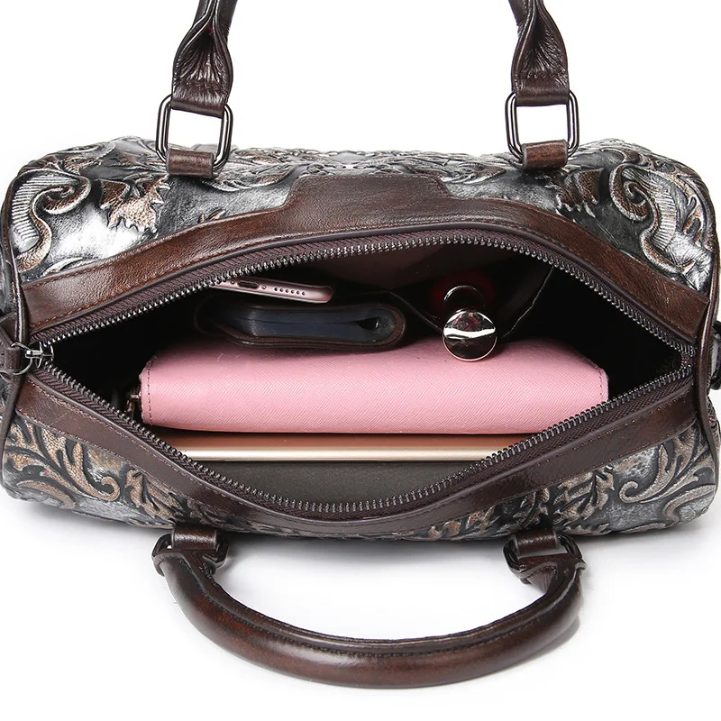 Брендовая женская сумка из тисненой натуральной кожи для путешествий на